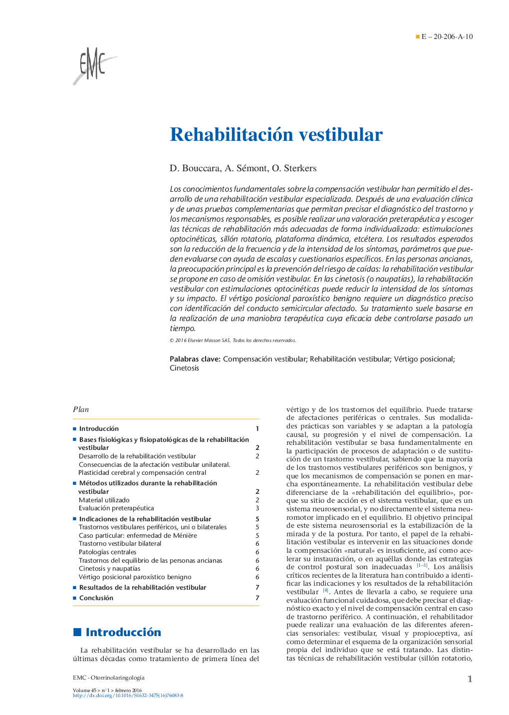 عکس صفحه اول مقاله: Rehabilitación vestibular Rehabilitación vestibular