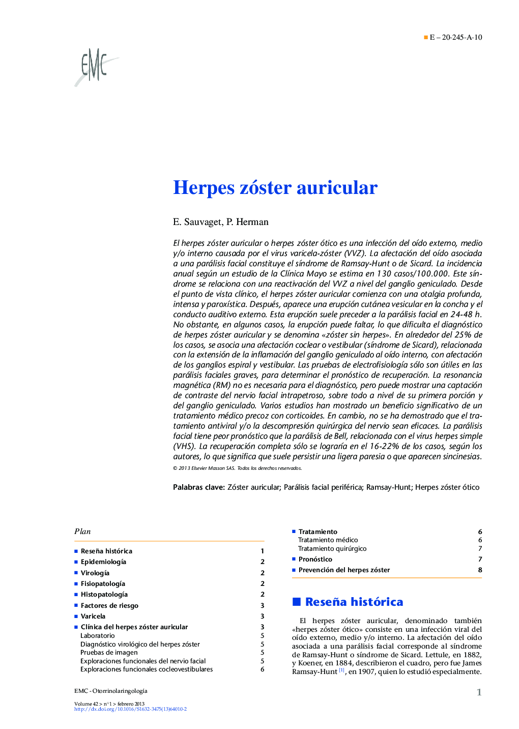 Herpes zóster auricular