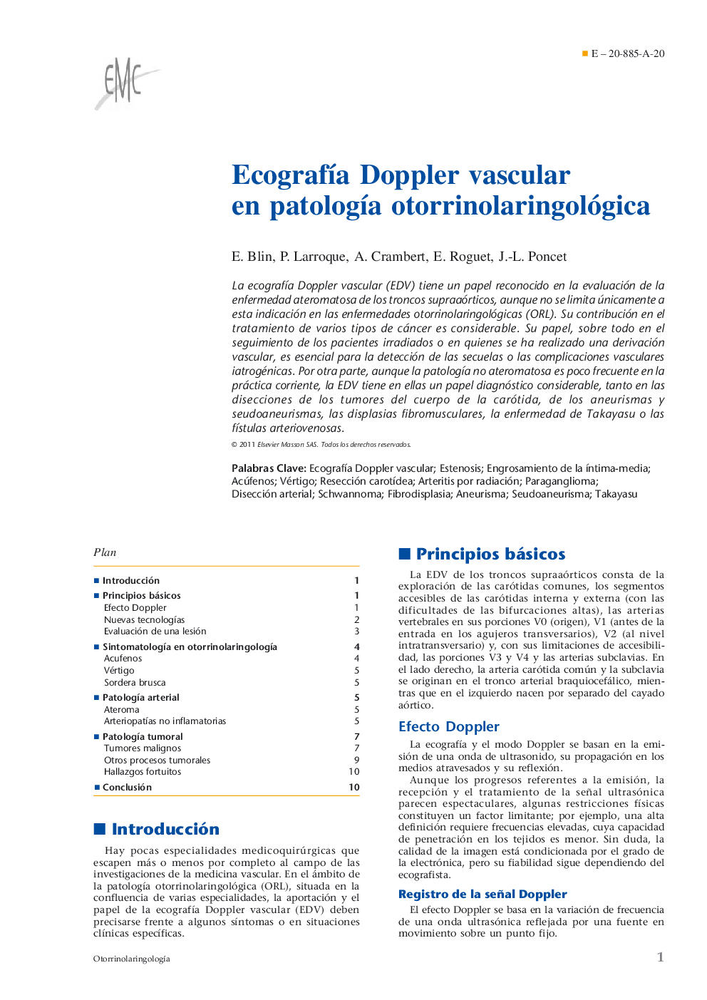 Ecografía Doppler vascular en patología otorrinolaringológica