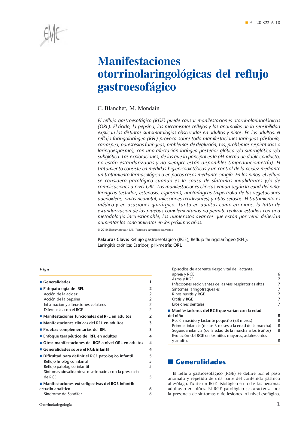 Manifestaciones otorrinolaringológicas del reflujo gastroesofágico