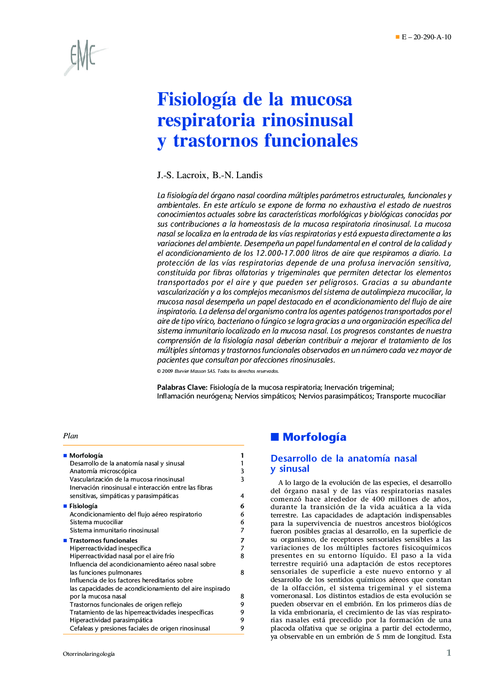 عکس صفحه اول مقاله: FisiologÃa de la mucosa respiratoria rinosinusal y trastornos funcionales FisiologÃa de la mucosa respiratoria rinosinusal y trastornos funcionales
