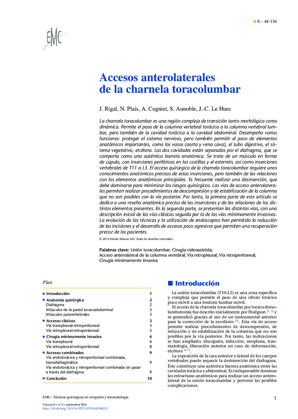 Accesos anterolaterales de la charnela toracolumbar