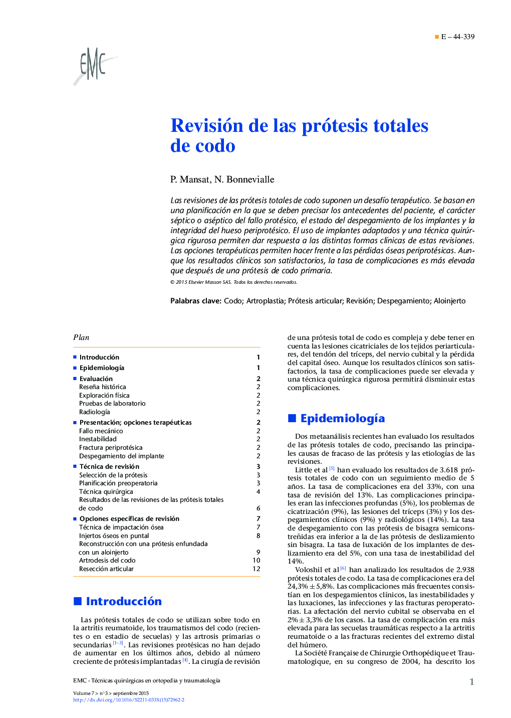 Revisión de las prótesis totales de codo