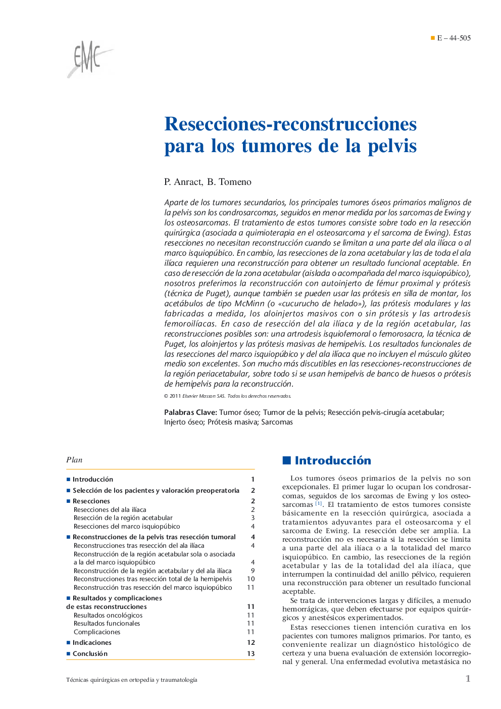 Resecciones-reconstrucciones para los tumores de la pelvis