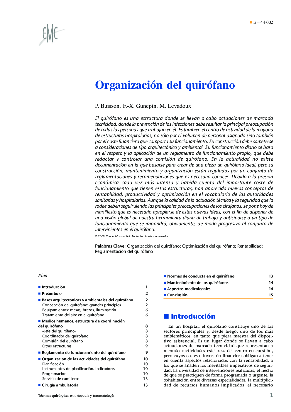 Organización del quirófano