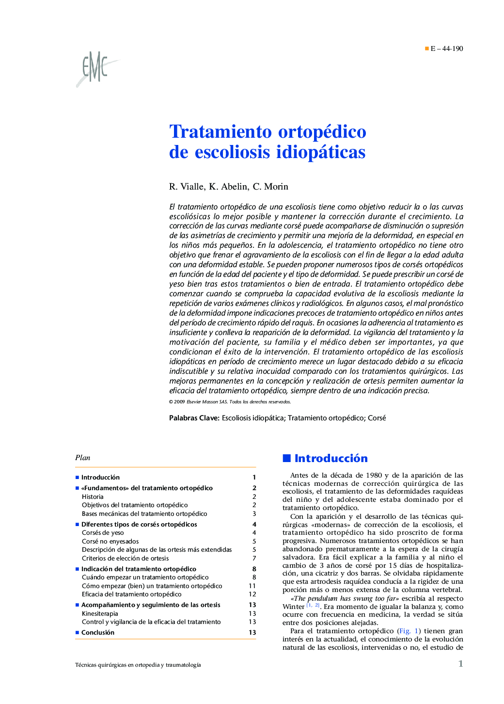 Tratamiento ortopédico de escoliosis idiopáticas