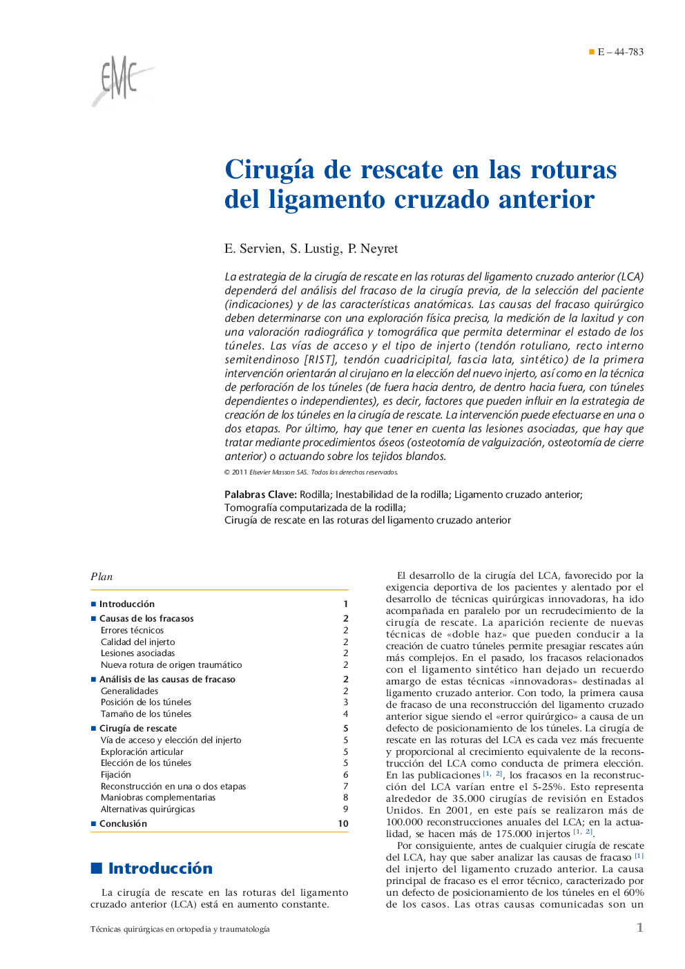 عکس صفحه اول مقاله: CirugÃa de rescate en las roturas del ligamento cruzado anterior CirugÃa de rescate en las roturas del ligamento cruzado anterior