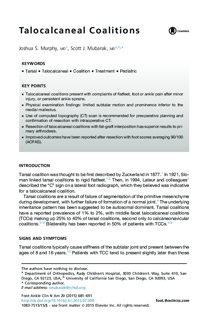 Talocalcaneal Coalitions