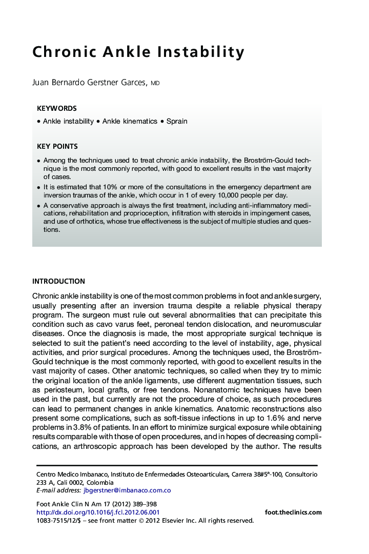 Chronic Ankle Instability