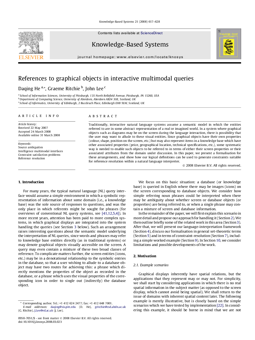 References to graphical objects in interactive multimodal queries