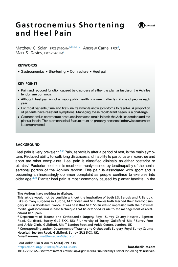 Gastrocnemius Shortening and Heel Pain