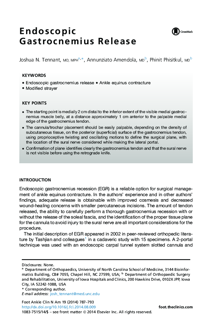 Endoscopic Gastrocnemius Release
