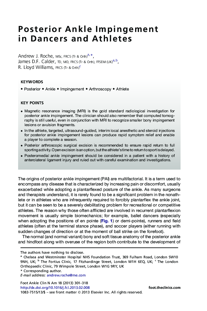 Posterior Ankle Impingement in Dancers and Athletes