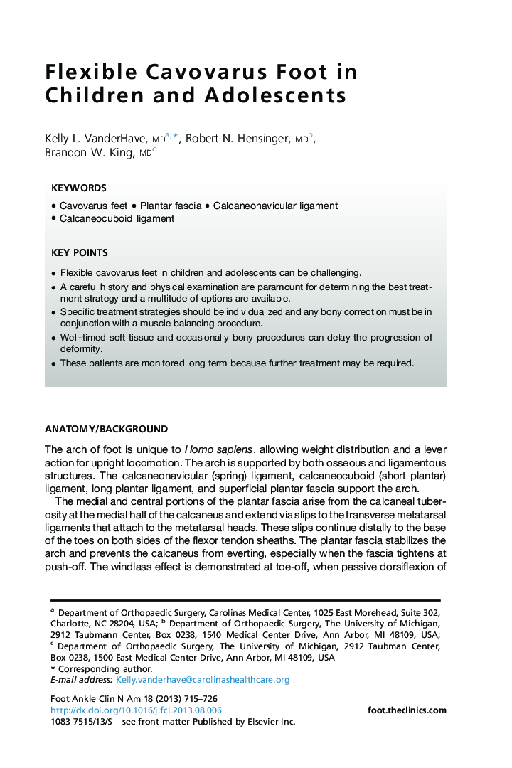 Flexible Cavovarus Foot in Children and Adolescents