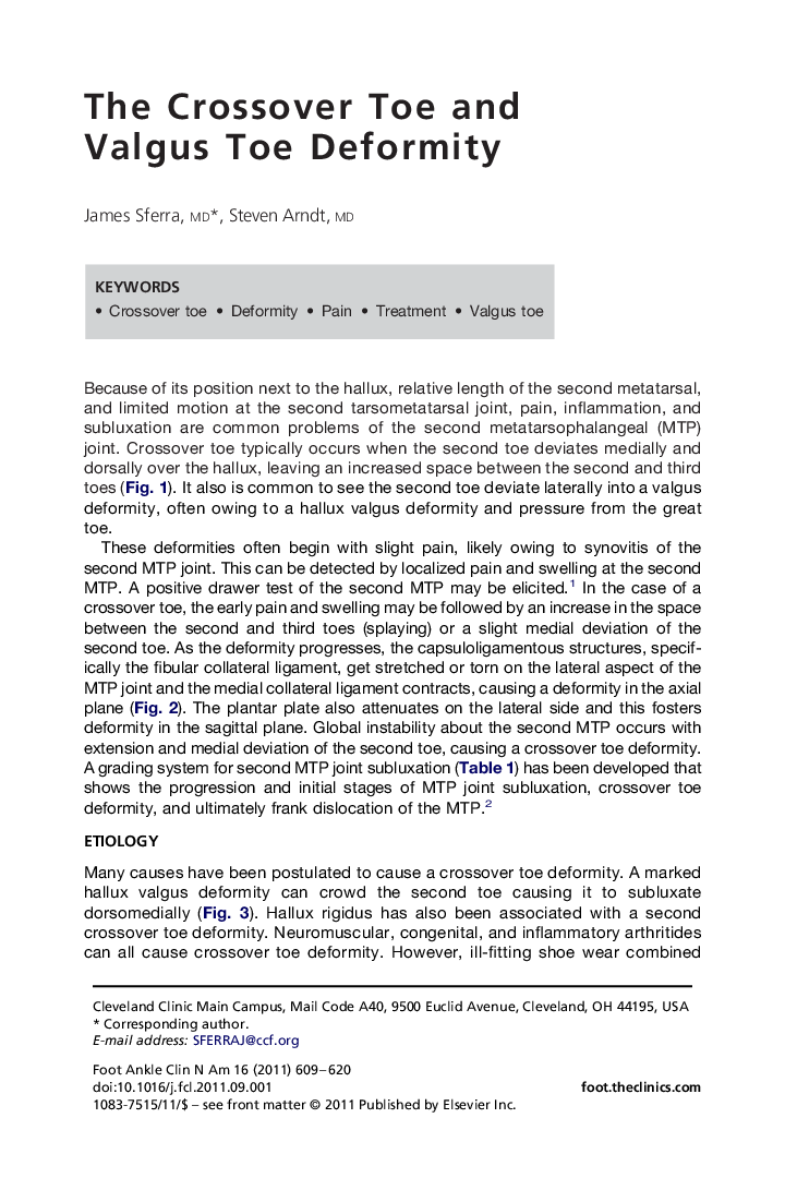 The Crossover Toe and Valgus Toe Deformity