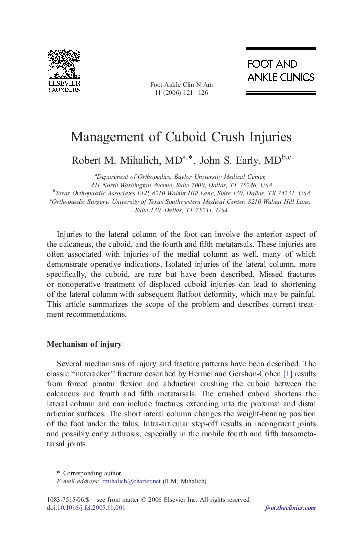 Management of Cuboid Crush Injuries