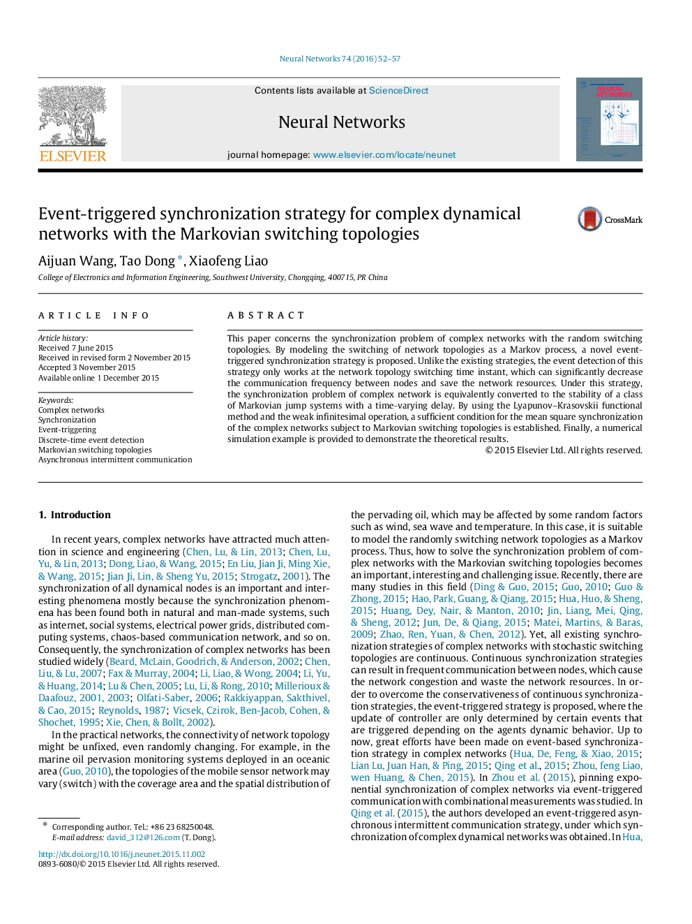 Event-triggered synchronization strategy for complex dynamical networks with the Markovian switching topologies