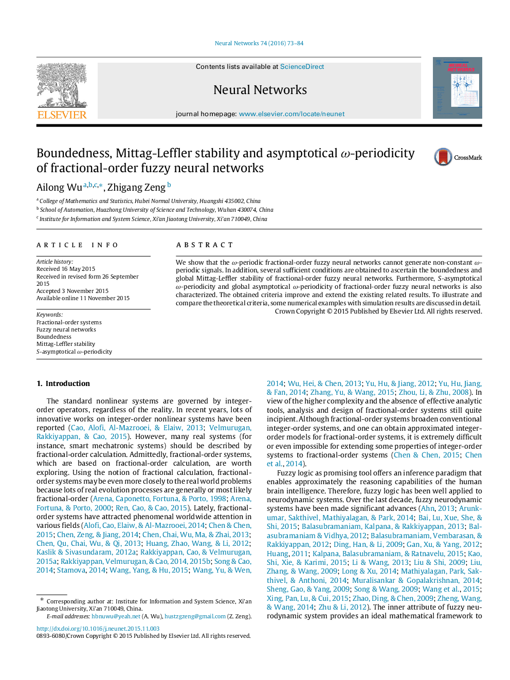 Boundedness, Mittag-Leffler stability and asymptotical ωω-periodicity of fractional-order fuzzy neural networks