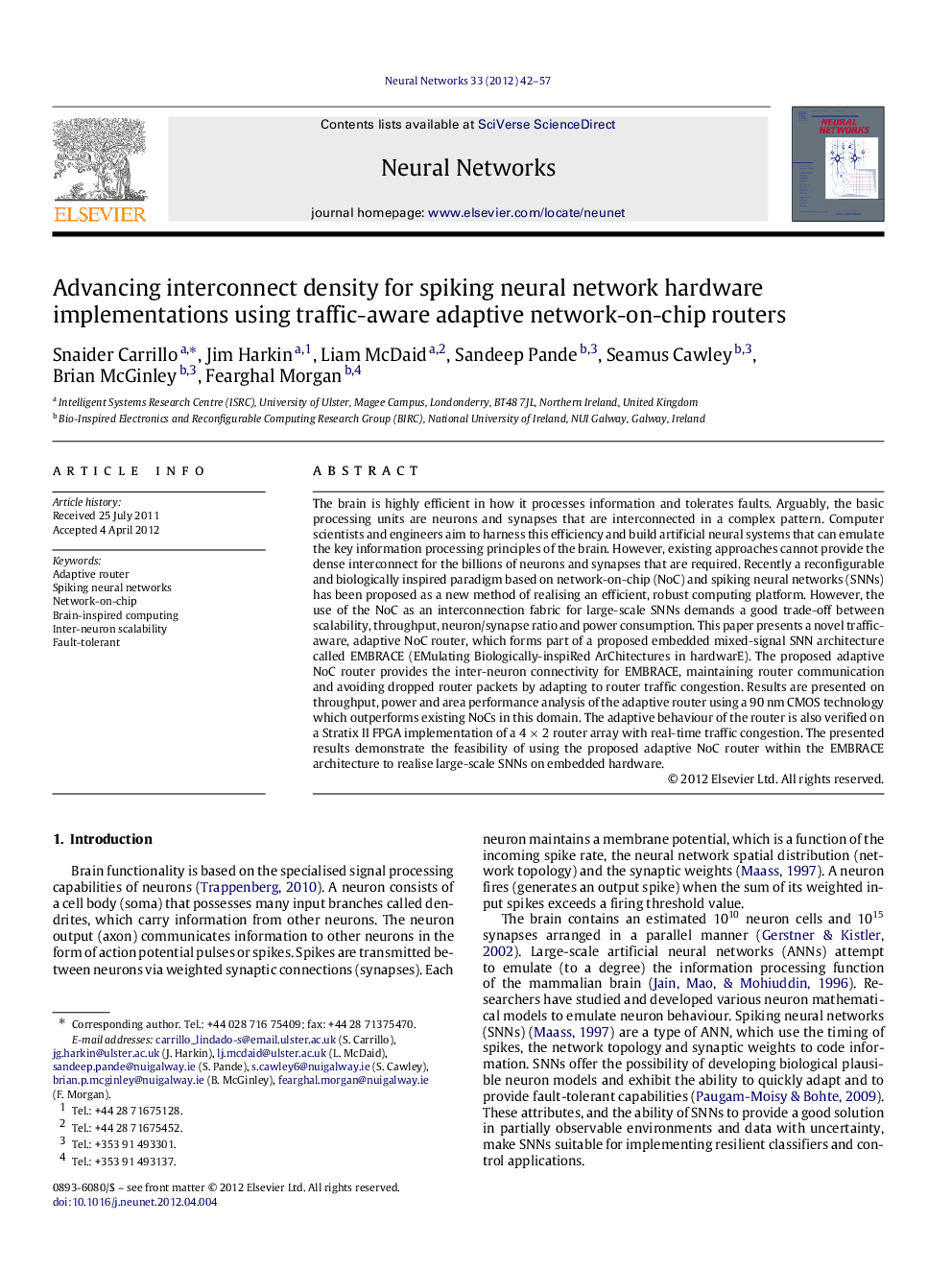 Advancing interconnect density for spiking neural network hardware implementations using traffic-aware adaptive network-on-chip routers