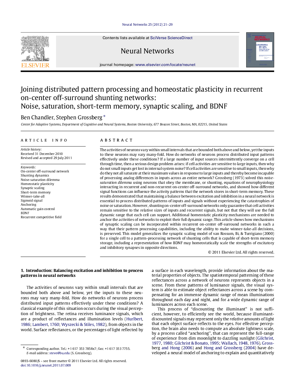 Joining distributed pattern processing and homeostatic plasticity in recurrent on-center off-surround shunting networks: Noise, saturation, short-term memory, synaptic scaling, and BDNF