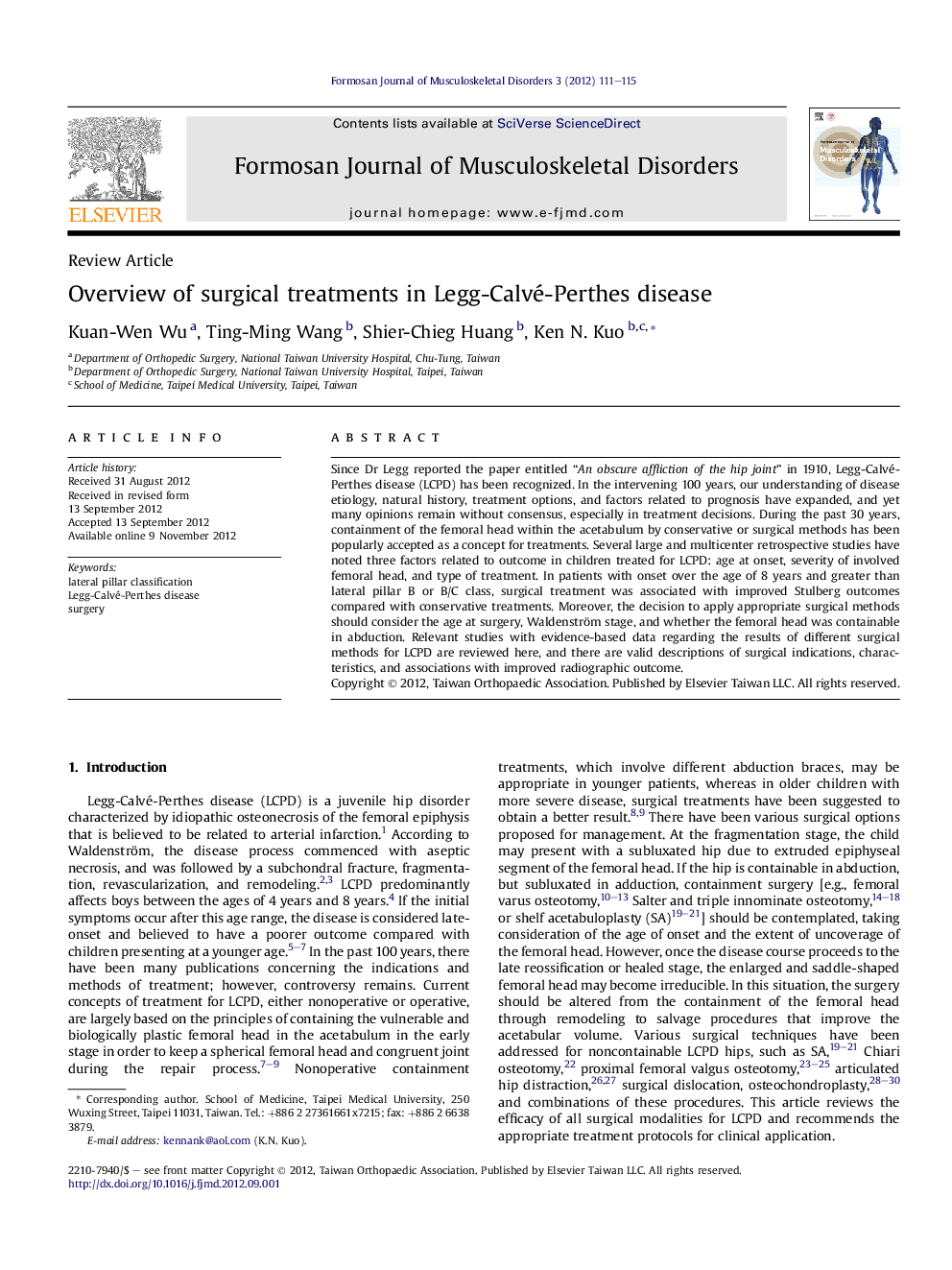 Overview of surgical treatments in Legg-Calvé-Perthes disease