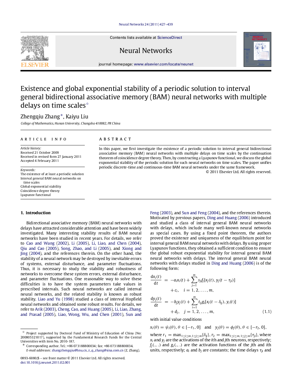 Existence and global exponential stability of a periodic solution to interval general bidirectional associative memory (BAM) neural networks with multiple delays on time scales 