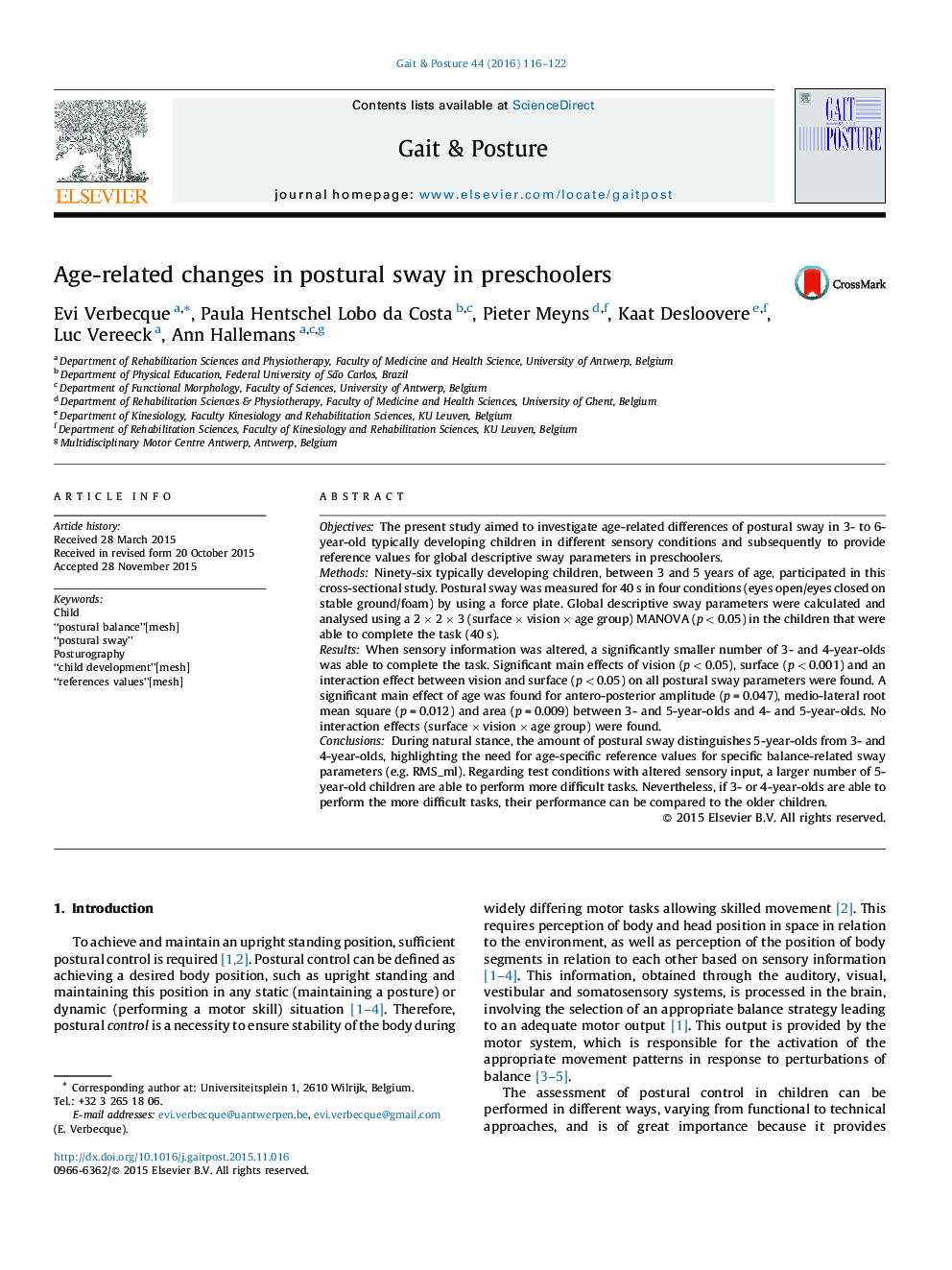 Age-related changes in postural sway in preschoolers