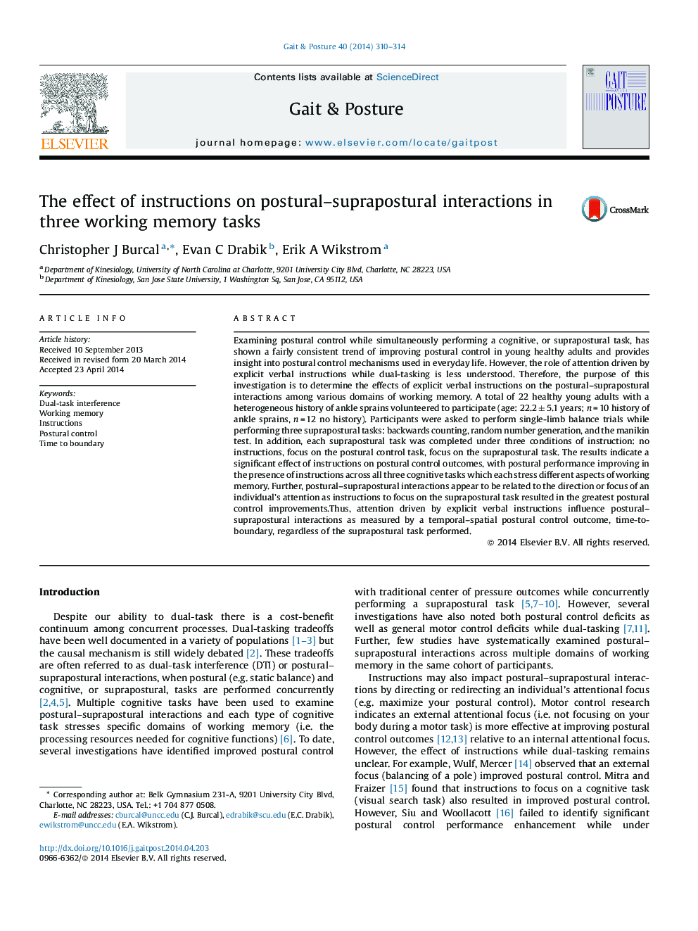 The effect of instructions on postural–suprapostural interactions in three working memory tasks