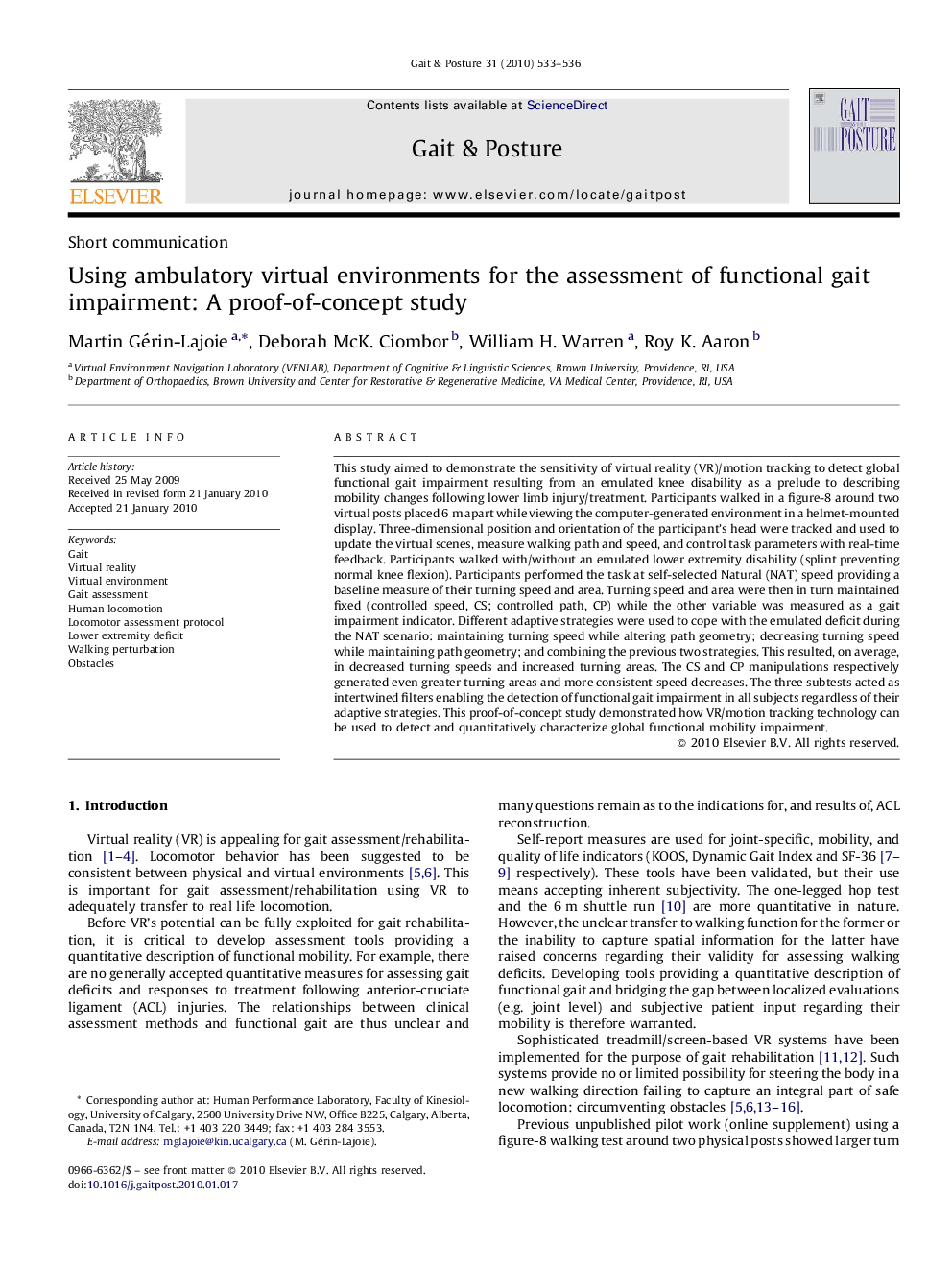 Using ambulatory virtual environments for the assessment of functional gait impairment: A proof-of-concept study