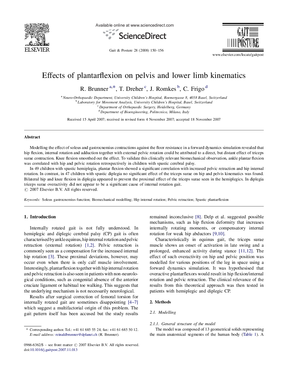 Effects of plantarflexion on pelvis and lower limb kinematics