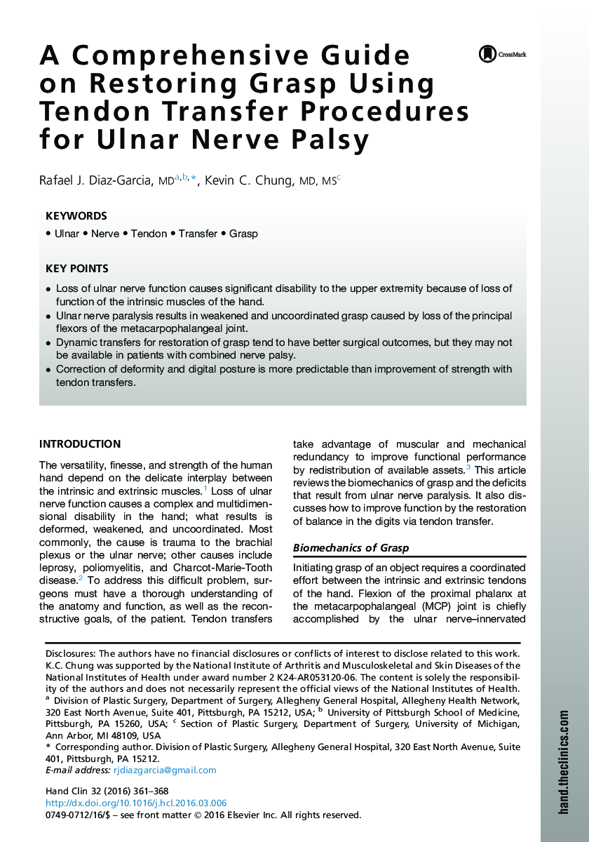 A Comprehensive Guide on Restoring Grasp Using Tendon Transfer Procedures for Ulnar Nerve Palsy
