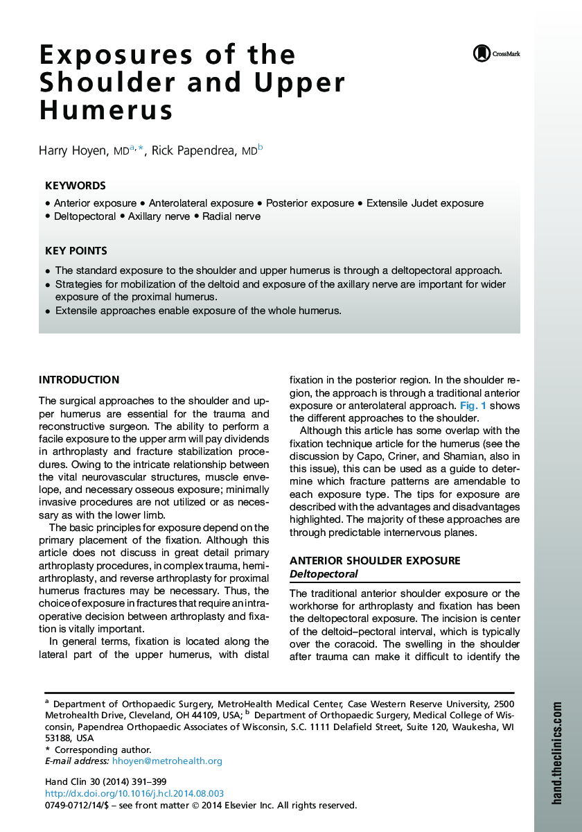 Exposures of the Shoulder and Upper Humerus