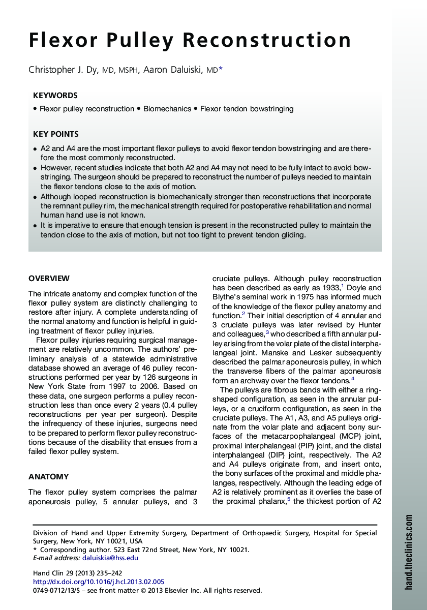 Flexor Pulley Reconstruction