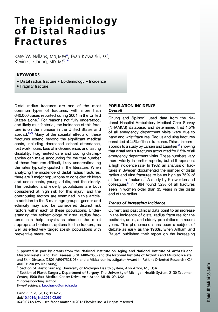 The Epidemiology of Distal Radius Fractures