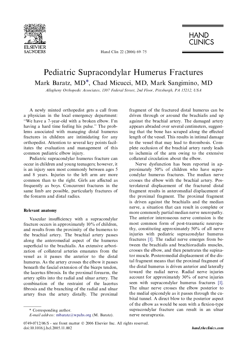 Pediatric Supracondylar Humerus Fractures