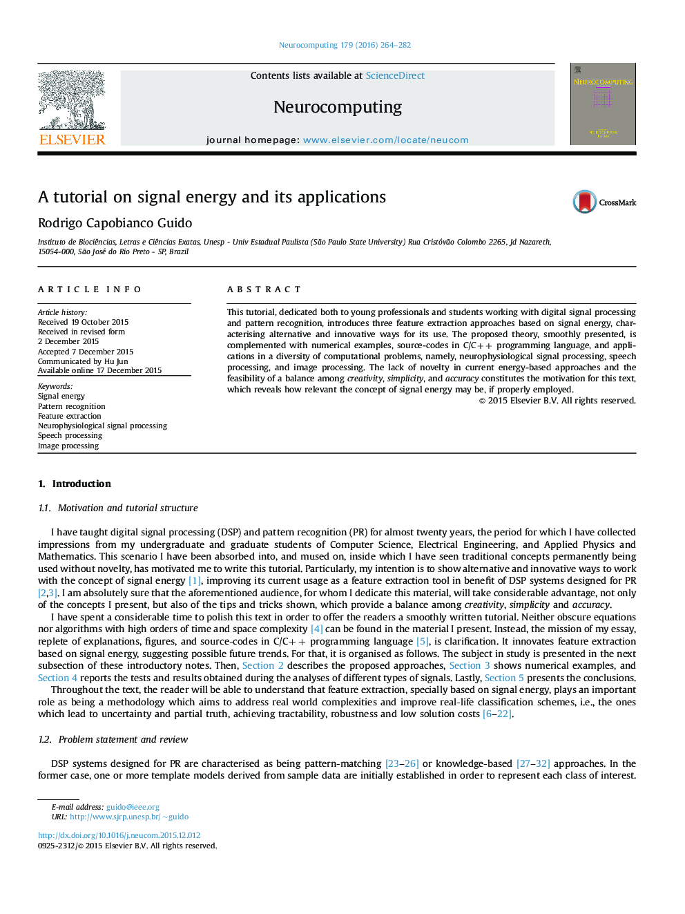 A tutorial on signal energy and its applications