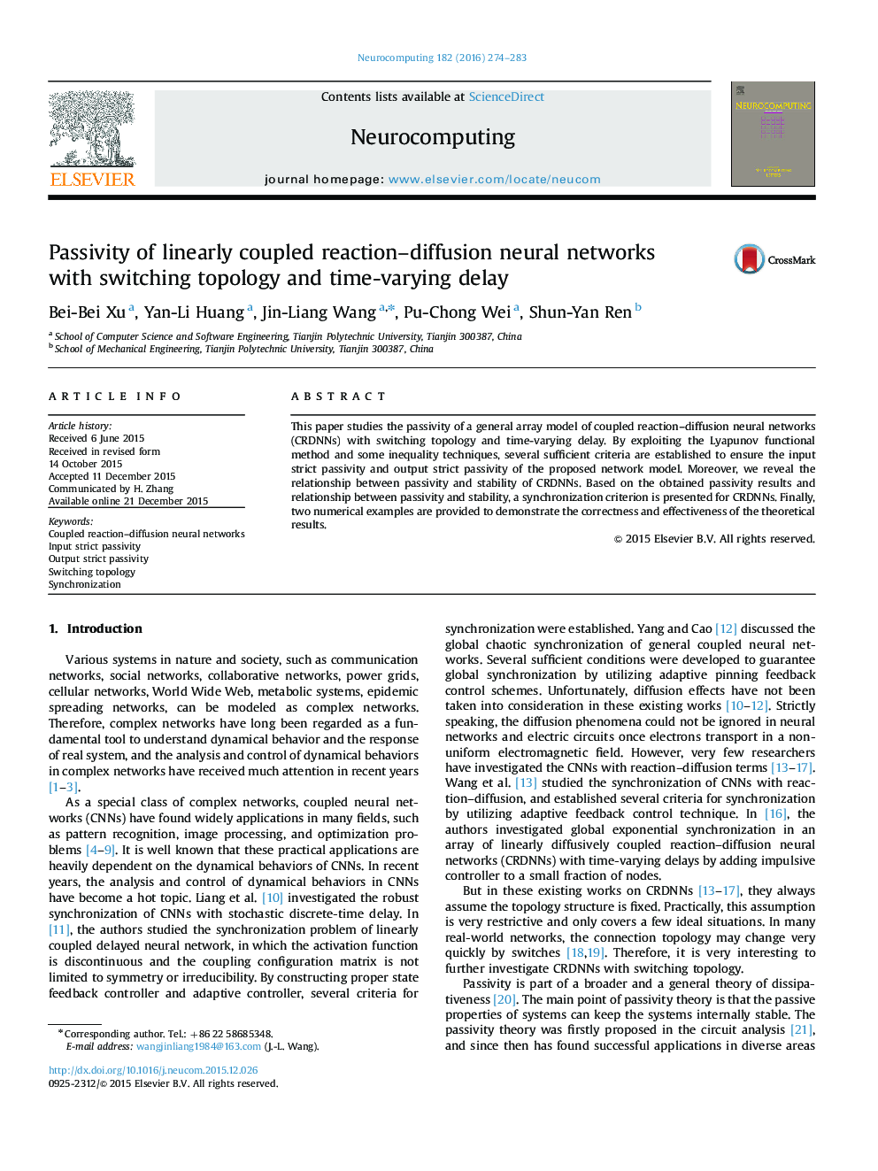 Passivity of linearly coupled reaction–diffusion neural networks with switching topology and time-varying delay