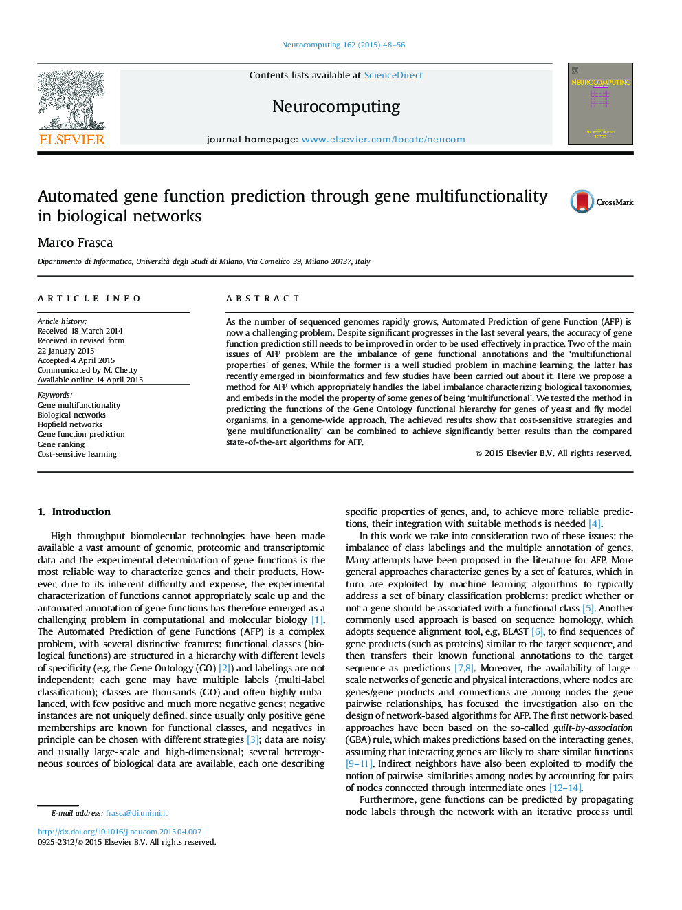 Automated gene function prediction through gene multifunctionality in biological networks