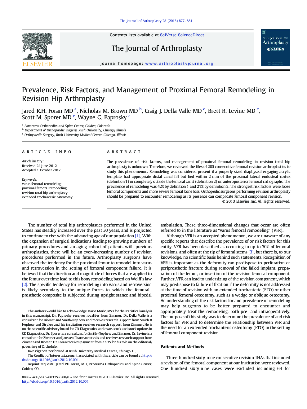 Prevalence, Risk Factors, and Management of Proximal Femoral Remodeling in Revision Hip Arthroplasty 