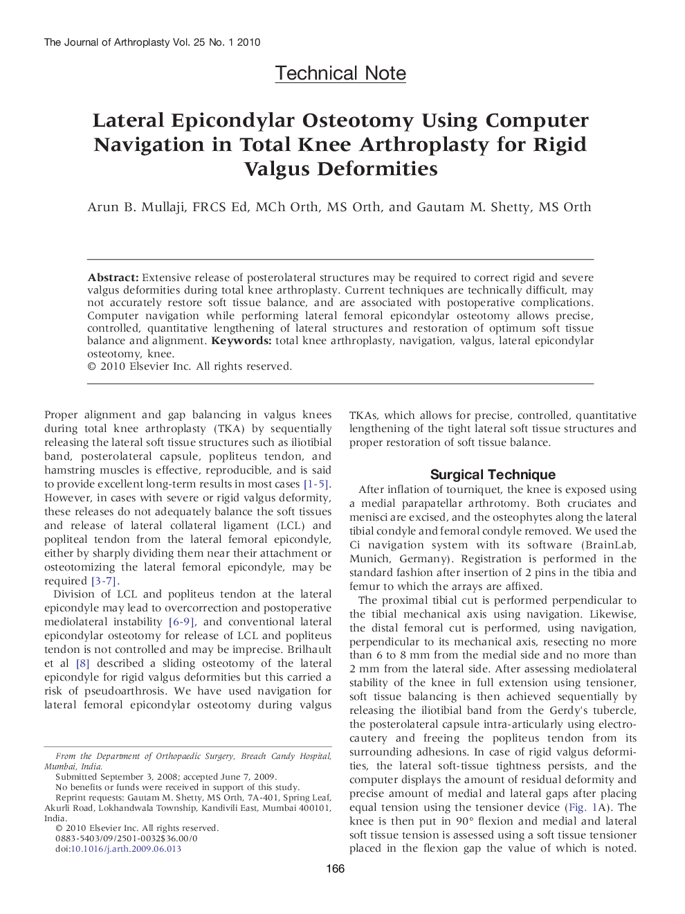 Lateral Epicondylar Osteotomy Using Computer Navigation in Total Knee Arthroplasty for Rigid Valgus Deformities 