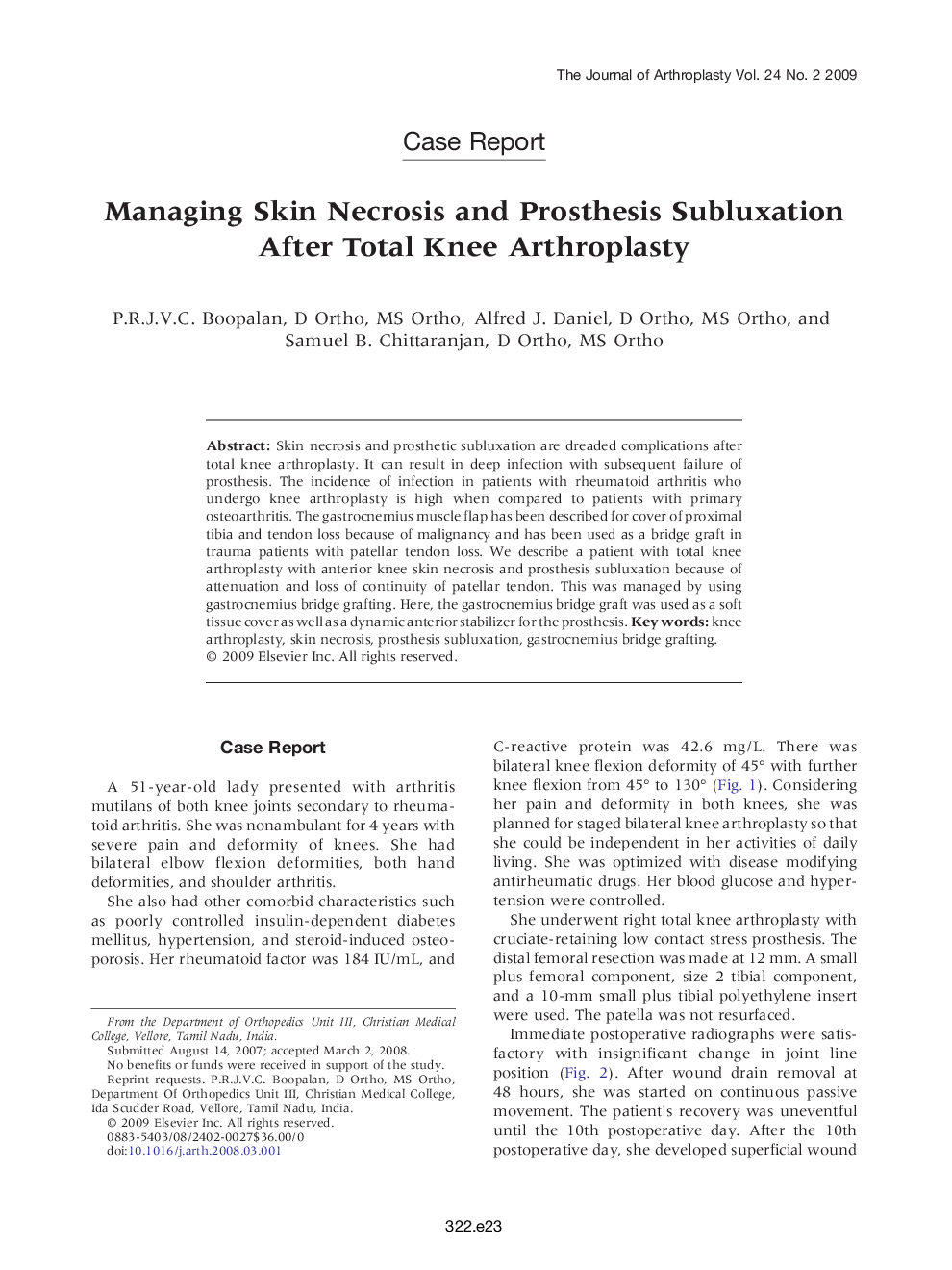 Managing Skin Necrosis and Prosthesis Subluxation After Total Knee Arthroplasty