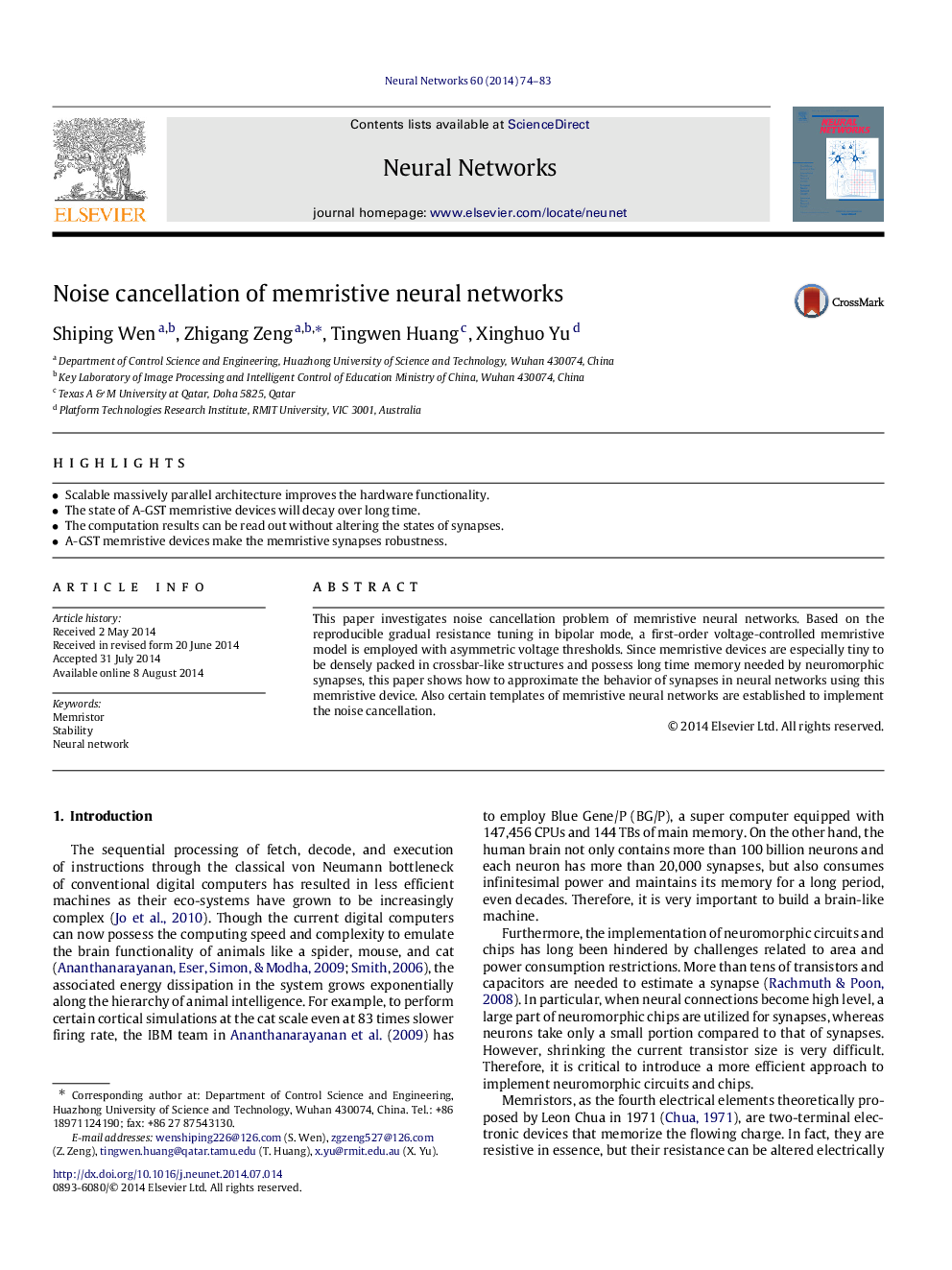 Noise cancellation of memristive neural networks