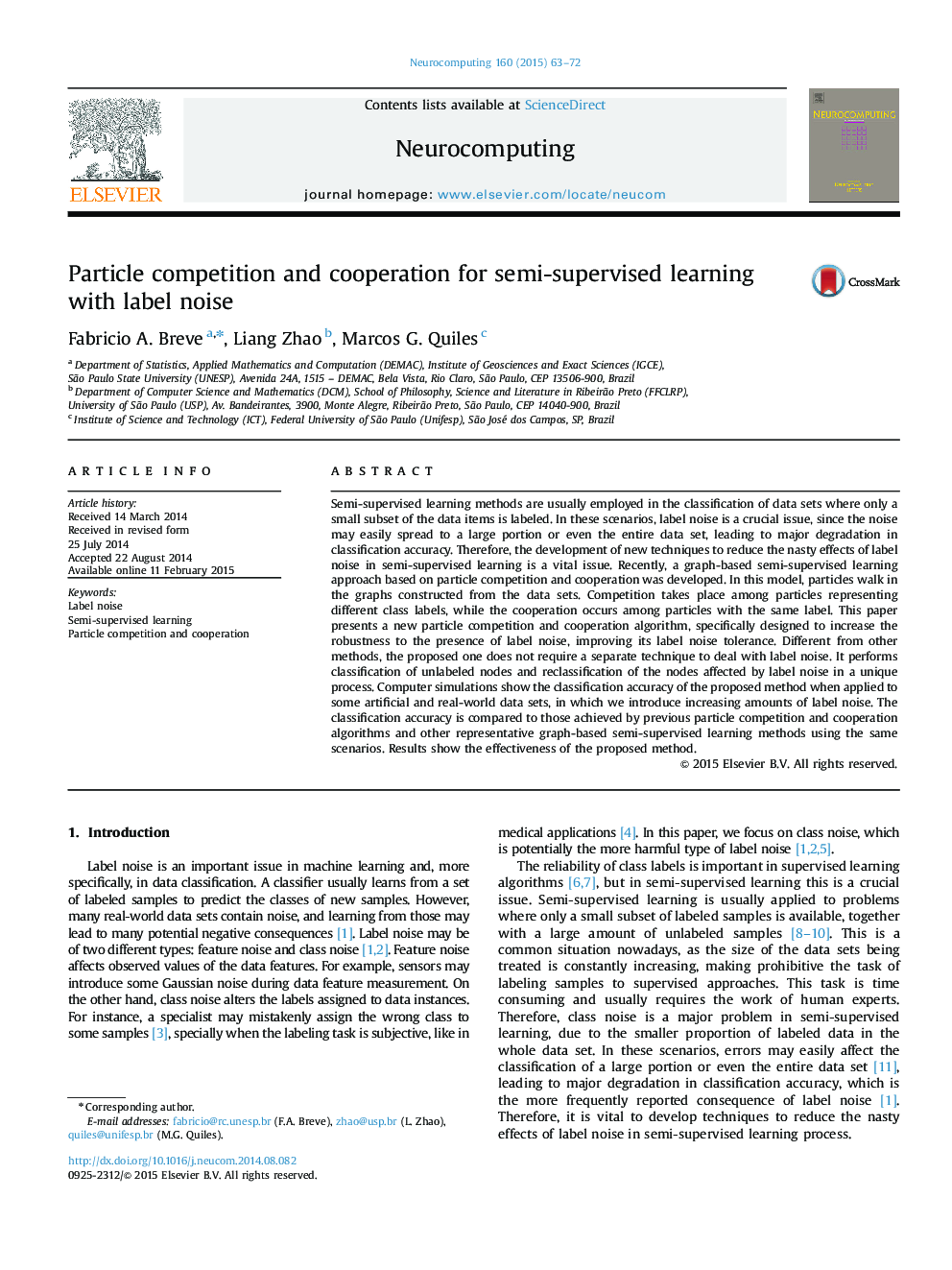 Particle competition and cooperation for semi-supervised learning with label noise