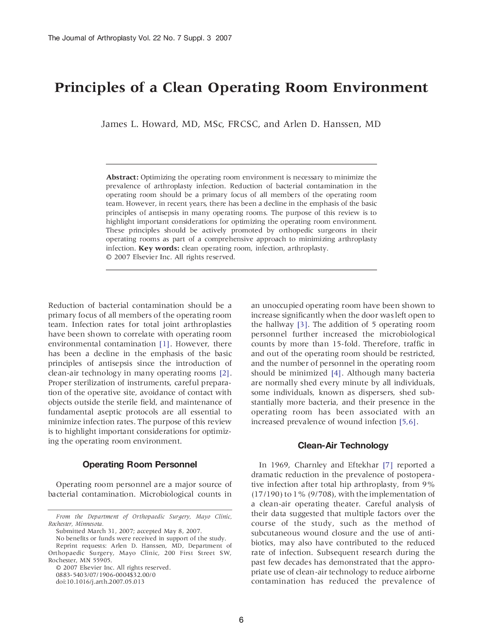 Principles of a Clean Operating Room Environment 