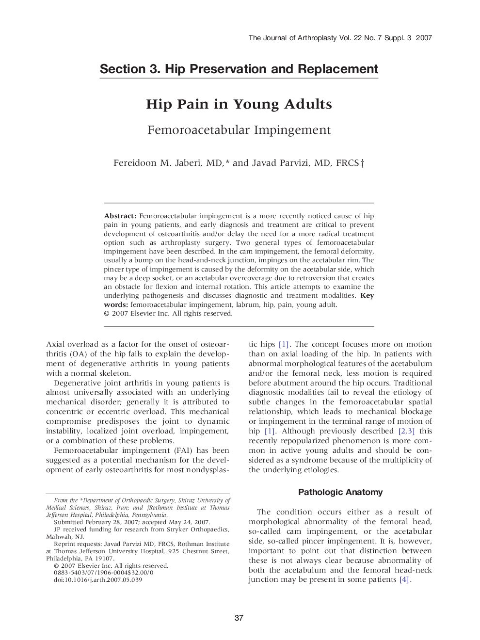 Hip Pain in Young Adults