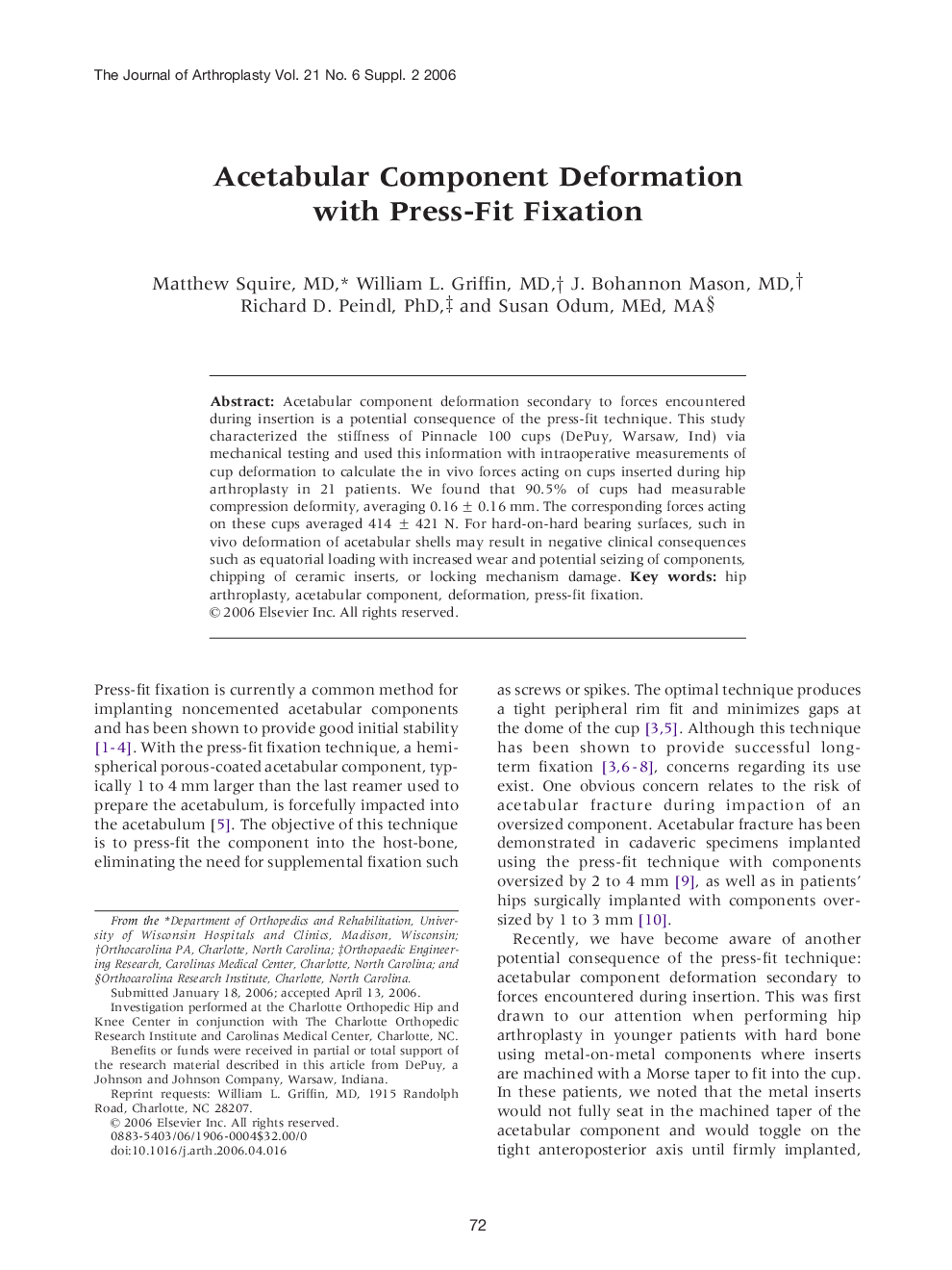 Acetabular Component Deformation with Press-Fit Fixation 