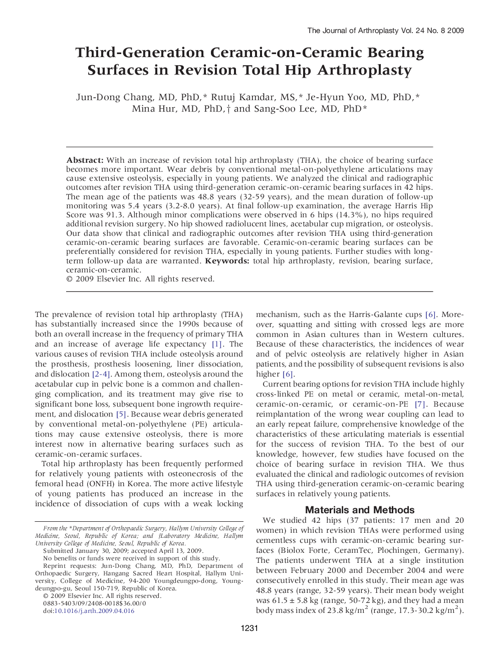 Third-Generation Ceramic-on-Ceramic Bearing Surfaces in Revision Total Hip Arthroplasty 