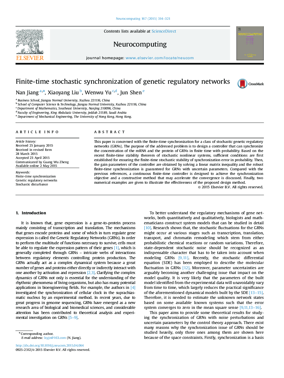 Finite-time stochastic synchronization of genetic regulatory networks