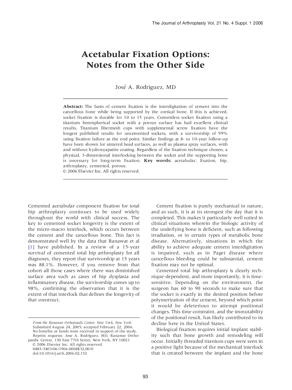 Acetabular Fixation Options: Notes from the Other Side 