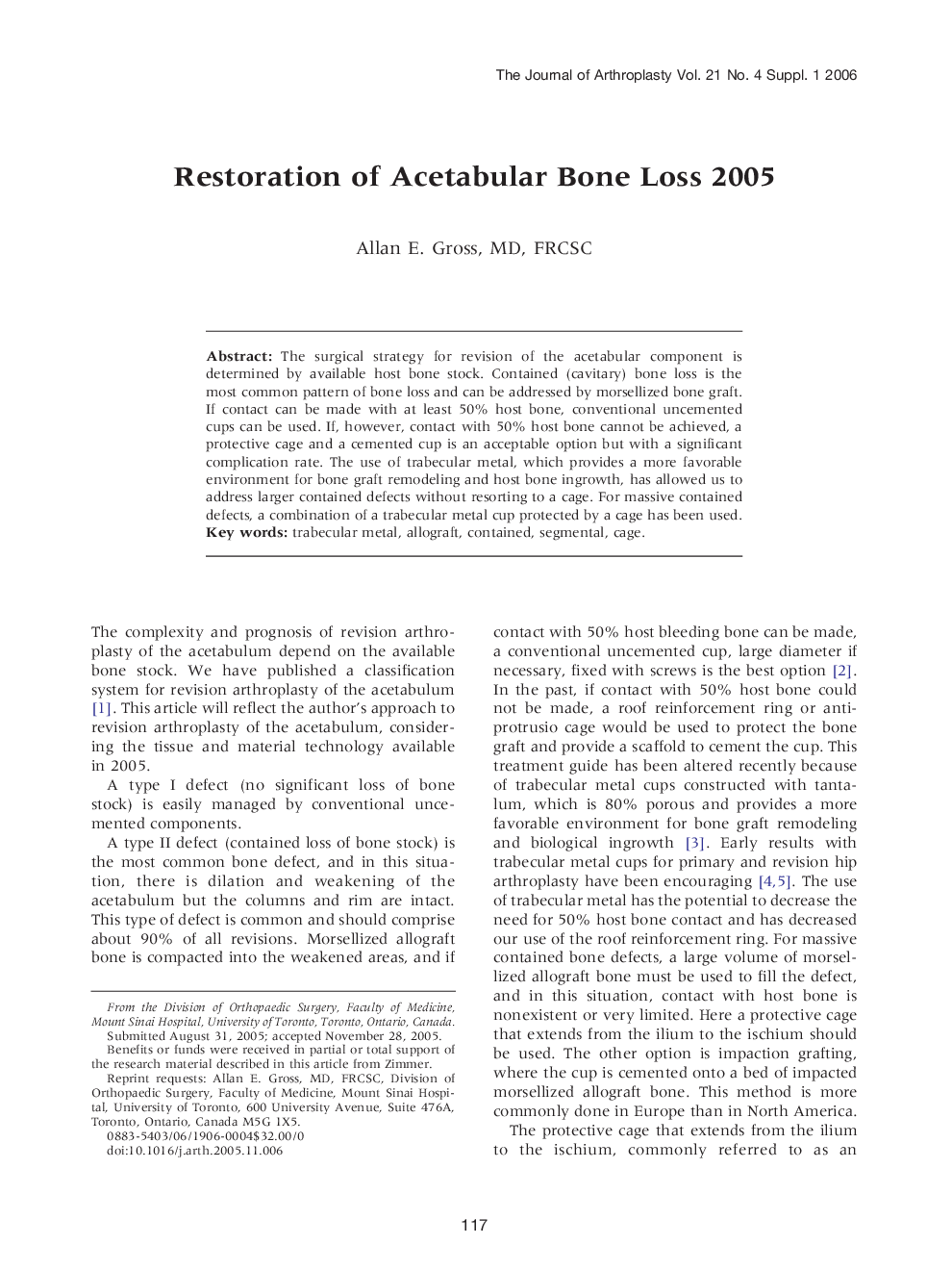 Restoration of Acetabular Bone Loss 2005 